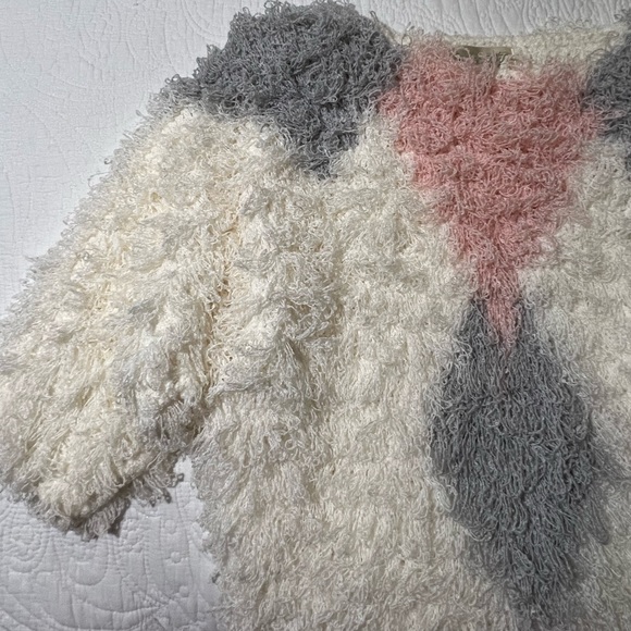 Vintage Women's 80s Shaggy Pastel Hand Crochet Pullover Knit Sweater - Picture 2 of 6